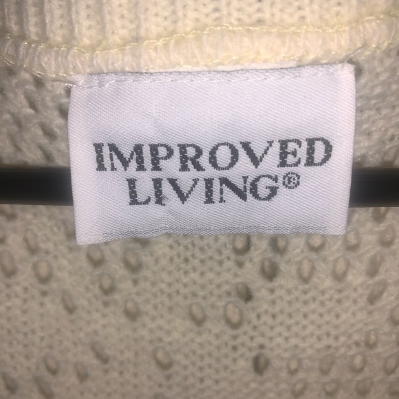 VINTAGE SWEATER VEST OPEN KNIT IVORY OPEN FRONT GRANDMA CORE COTTAGE CORE M/L - Picture 4 of 7